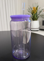 Gobelet incassable en acrylique à paroi simple de 16 oz, style canette de soda, avec couvercles et paille, couleur bonbon, logo personnalisé
