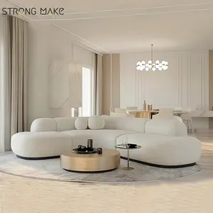 White Nordic Teddy Modern High Quality Corner Couch Sofá De Luxo Set Sala De Estar Seccional Modular Boucle Sofá Curvo Para Casa