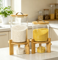 Seau à riz en verre borosilicate de haute qualité, balance de cuisine en verre jetable avec couvercle, résistant à la chaleur et écologique