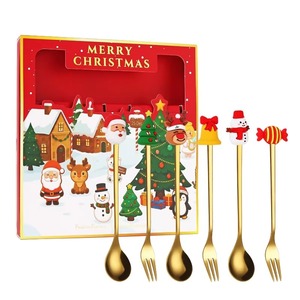 Eco Friendly Stainless Steel <b>Christmas</b> Spoon Fork Gift Set Creative Holiday Tableware Gift Dessert Utensils Mirror Finish - Product Image 5