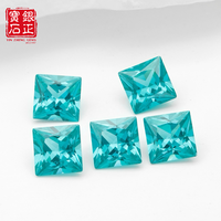 Vente en gros de pierres précieuses synthétiques de laboratoire YAG Paraiba de taille princesse carrée 1,5x1,5-5x5 mm, avec jeu de couleurs, pour la fabrication de bijoux