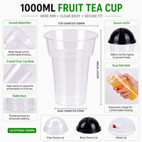 Nouvel Arrivage Gobelet Rectangulaire Jetable en Plastique PP Rigide 500ml 700ml avec Couvercle 108mm pour Thé aux Fruits, Bubble Tea, Boba, Logo Personnalisé