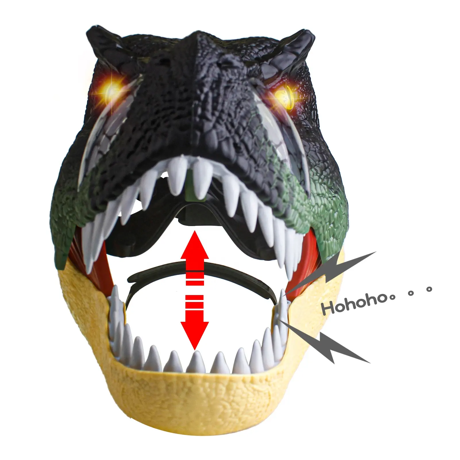 Party Role-Play Gift Realistic Moving Opening Jaw Tyrannosaurus Rex Dinosaur Helmet Mask With Sound and Light For Costume