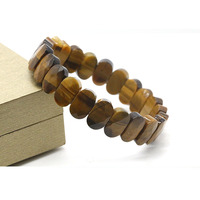 Bracelet en Agate Œil de Tigre Naturel à Double Trou, Cordon Élastique, pour Femmes et Hommes