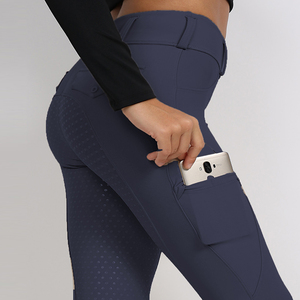 <span class=keywords><strong>Pantalon</strong></span> d'équitation en polyester gris prêt à être expédié, avec poche, en silicone, respirant, élastique, coupe legging, pour une assise complète - Product Image 5