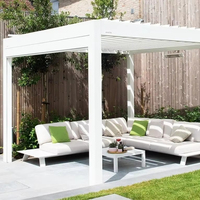 Pergola en aluminium écologique à prix d'usine avec moteur coupe-vent et éclairage LED pour patios extérieurs Cadre enduit de poudre