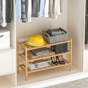 Bamboo <b>Shoe</b> Rack 3 Tier Multifunctional <b>Storage</b> Unit Indoor <b>Space</b> <b>Saving</b> Minimalist Design Modern Home Organizer Shelf - Product Image 3