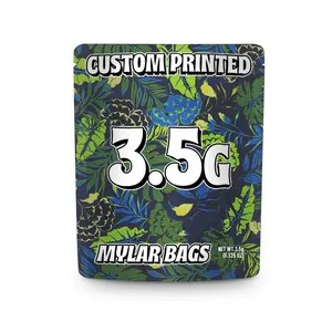 Sac d'emballage en plastique imprimé personnalisé refermable anti-odeur tache UV doux au toucher holographique 35g 7g 14g 28g 1oz sacs en mylar