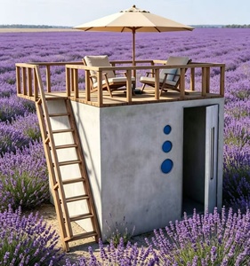 Serre extérieure personnalisable en acier résistant aux chocs, avec escalier en bois et terrasse, résistante au feu - Product Image 1
