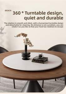 Table à manger ronde en bois massif, style rétro français, adaptée aux petits ménages, avec un <span class=keywords><strong>plateau</strong></span> rotatif en marbre - Product Image 6