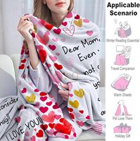 Couverture personnalisée en molleton de flanelle à motif de cœur «Je t'aime maman» 100% polyester couleur unie de fille/fils
