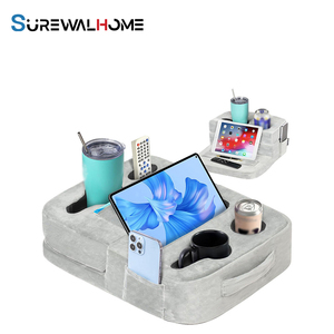 SUREWAL Couch Cup Holder Tray <strong>Tablet</strong> <strong>Pillow</strong> Stand Bed Couch Car Holds Drinks Snacks Remotes Phones <strong>Tablet</strong> for Sofas <strong>Pillow</strong> - Product Image 1