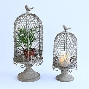 Decorative Bird Cages Birdcage Candle Holder For Weddings, Distressed Ivory Wedding Candle Centerpieces Candlestick Holders