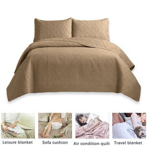 Juego de ropa de cama personalizado edredón sólido colcha ultrasónica colcha de microfibra cobertores para el hogar - Product Image 2