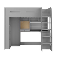 Lit mezzanine moderne en bois massif et MDF écologique pour enfants avec bureau et armoire pour chambre à coucher