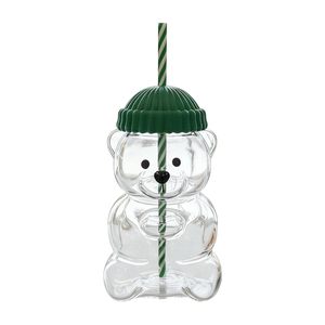 Vaso de Vidrio con Diseño de Oso Adorable, sin Logotipo, con Pajita y Tapa, 20oz, Aislado, para Café Helado, Té de Burbujas, Smoothies, <span class=keywords><strong>Cerveza</strong></span> y Cócteles - Product Image 2