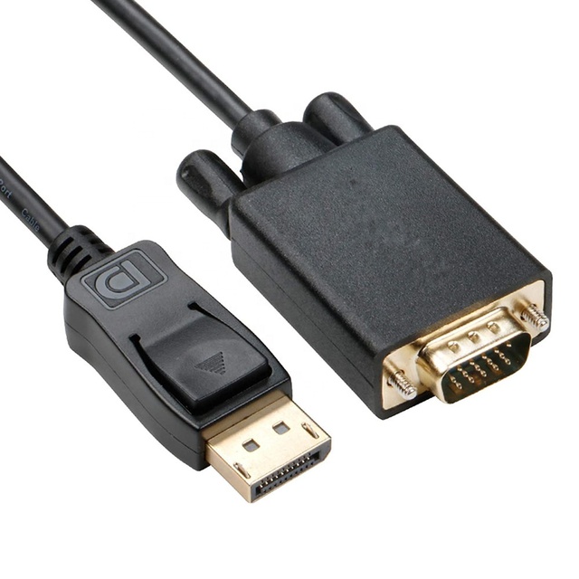 DP  to VGA Cable with Built-in IC Chipset and Gold Plated Standard DP Male to VGA Male Cable