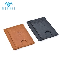 Dompet Kartu Kredit Minimalis Anti-RFID Berkualitas Baik Warna Coklat PU Harga Pabrik Custom