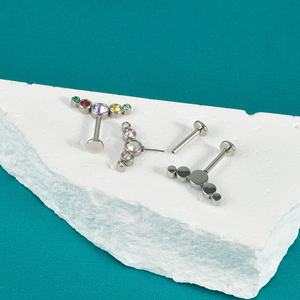 Venta al por mayor de acero quirúrgico CZ gema ópalo Threadless Labret labio Push-In Bar anillo <span class=keywords><strong>diamante</strong></span> Piercing para el cuerpo joyería oreja cartílago <span class=keywords><strong>Tragus</strong></span> - Product Image 4