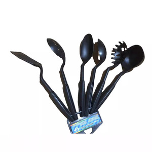 6-Piece Nylon Kitchen Utensil Set – Black Spatula, Slotted Turner, Soup Ladle, Pasta Server, Slotted Spoon, Solid Spoon – Non-St - Product Image 5