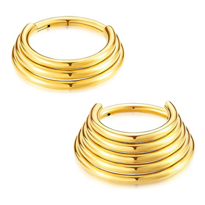 Anneau de nez trapézoïdal en acier inoxydable, design géométrique à 3 ou 5 couches pour bijoux de piercing unisexe - Product Image 5