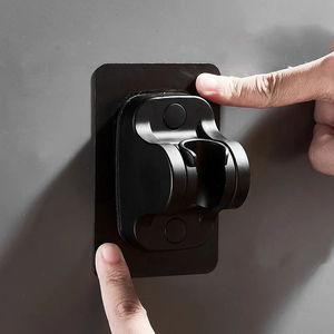 <span class=keywords><strong>Support</strong></span> de pomme de douche noir dernier modèle avec tampon adhésif puissant sans installation de perçage pour mur ou porte de douche en verre - Product Image 2