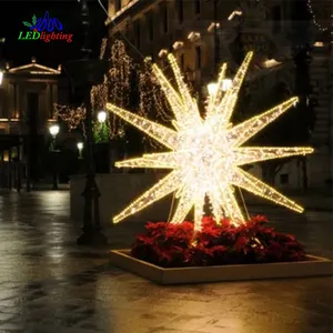 Grand ornement suspendu en forme d'étoile de noël 3D, lumière à motif d'étoile pour les centres commerciaux de vacances, décoration des présentoirs
