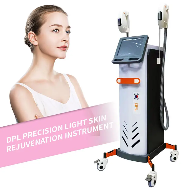 2024 La mejor máquina vertical para quitar el vello 2 manijas Dpl /Ipl Máquina de belleza Dispositivo de rejuvenecimiento para blanquear la piel