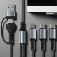 Câble de charge multifonction USB-C tressé en nylon haute densité 5-en-1 3A TYPE C PD câble de données mobiles à charge rapide