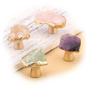 Light Luxury Amethyst Crystal Fluorite Brass Handle <strong>Knob</strong> Drawer Wardrobe <strong>Door</strong> Furniture Drawer Shoe Cabinet Handle <strong>Knob</strong> - Product Image 6