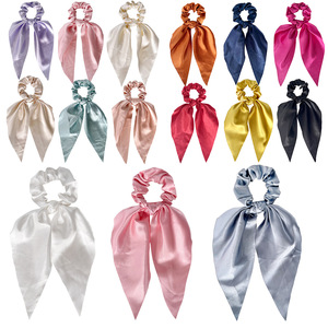 <strong>2025</strong> New Design Cord Silky Satin Solid Color Scarf Scrunchies Multi-color Hair Accessories for <strong>Girls</strong> Women