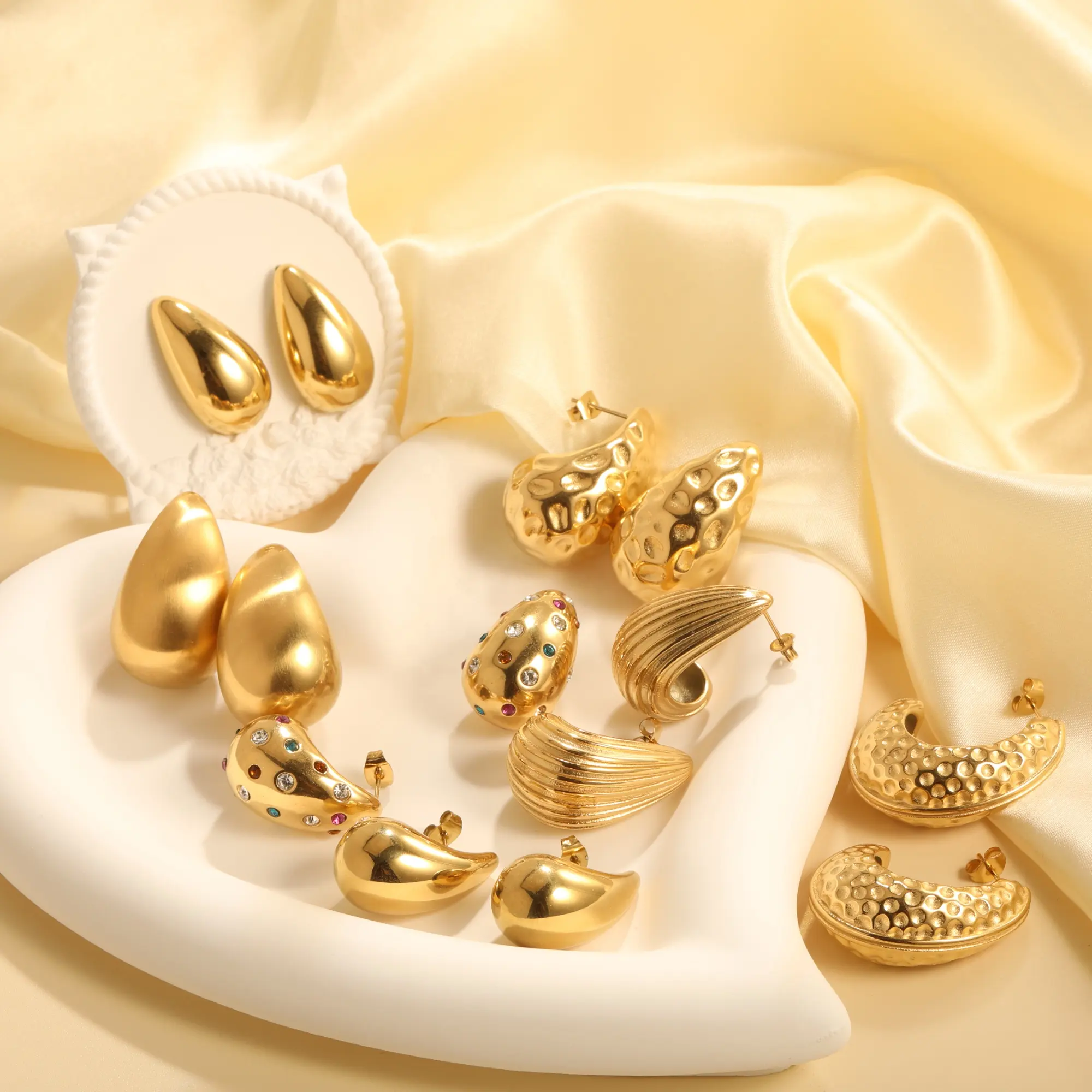 Brincos de aço inoxidável banhados a ouro 18K da moda, joias personalizadas para mulheres, brincos com gota de água e declarações grossas
