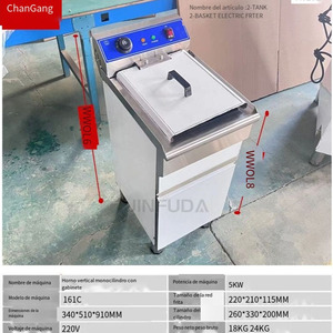 Restauration rapide Restaurant Cuisine commerciale Plus grande <span class=keywords><strong>friteuse</strong></span> à <span class=keywords><strong>double</strong></span> cuvette avec système de filtrage automatique de l'huile - Product Image 6