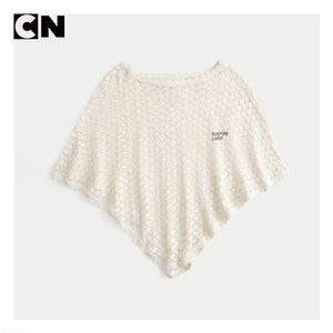 Suéter con Certificación GRS, Fabricante de Suéteres, Diseño Personalizado con Logotipo, Suéter Informal de Algodón y Poliéster para Mujer, Blanco, con Lentejuelas y Abertura en el Pecho - Product Image 2