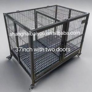 Tekerlekler ve çıkarılabilir tepsi ile orta köpek için istiflenebilir açık üst ağır köpek sandık kafes - Product Image 4