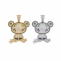 Collier pour homme Hip Hop en laiton avec pendentif grenouille entièrement pavé de zircons colorés, style Iced Out, bijoux tendance européens, vente en gros