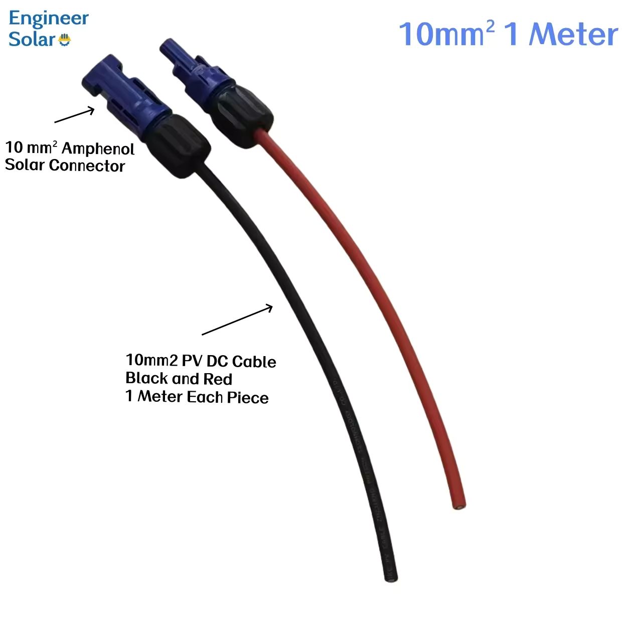 1 paire : 1M, 10mm2 avec câbles Amphenol Solar
