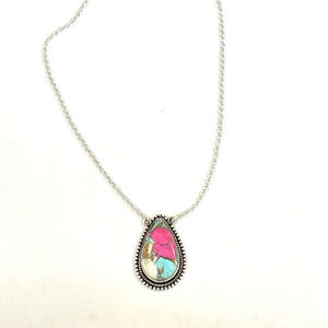 Algodón caramelo Mojave lágrima colgante plata esterlina joyería hecha a mano - Product Image 1