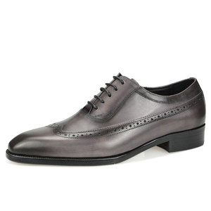 Zapatos Oxford Formales de Negocios para Hombre, con Punta Cuadrada, para Oficina, Casuales, para Boda, Grises, de Cuero de Alta Gama, Transpirables para Otoño - Product Image 4
