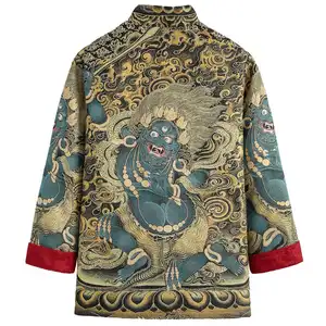 中国传统男士棉麻时尚改进版唐装复古刺绣外套