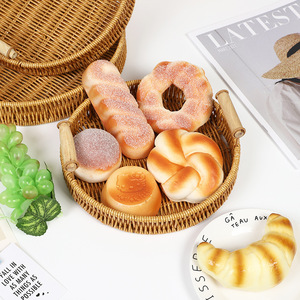 Vassoio Portaoggetti in Rattan Intrecciato a Mano, Cesto Rotondo in Vimini con Manico <span class=keywords><strong>per</strong></span> <span class=keywords><strong>Pane</strong></span>, Frutta, Cibo, Colazione e Conservazione Domestica - Product Image 3