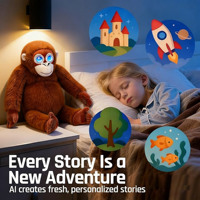 Jouet Gorille Intelligent IA Personnalisé, Interactif Vocal, Électronique, en Peluche, Machine à Histoires Multifonctionnelle