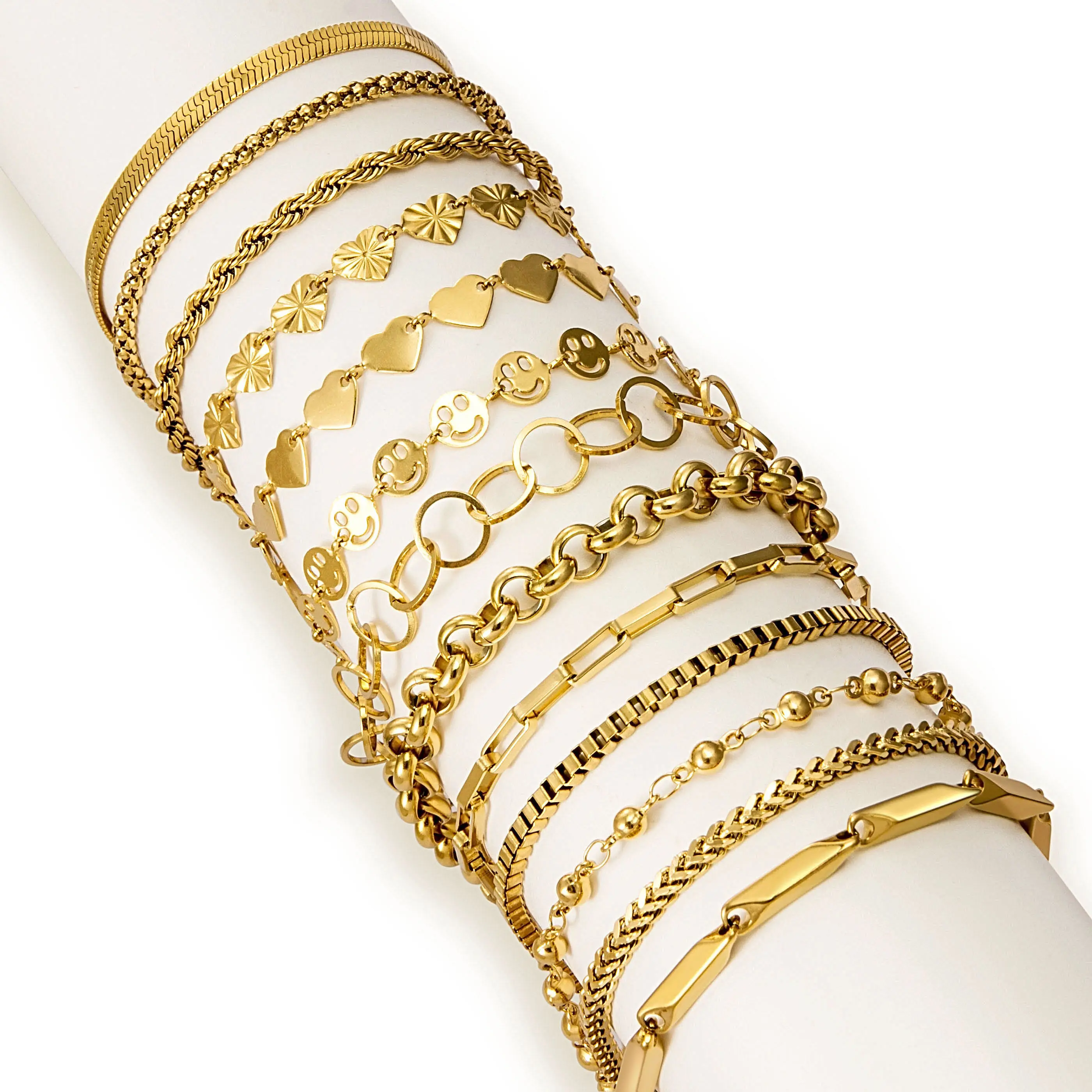 18K Vergulde Roestvrijstalen Schakel Ketting Armbanden Mode Sieraden Armbanden & Bangles Voor Vrouwen