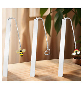 130*10mm in acciaio inox incisione in metallo segnalibro bianco con foglia di mela catena pendente arcobaleno per il regalo artigianale Bookmark - Product Image 6