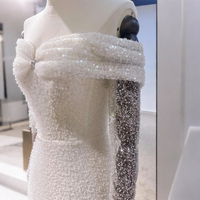 Robes de mariée Lsam10 pour mariées, avec perles, dentelle, jupe sirène, corsage, épaules dénudées, traîne détachable Jancember