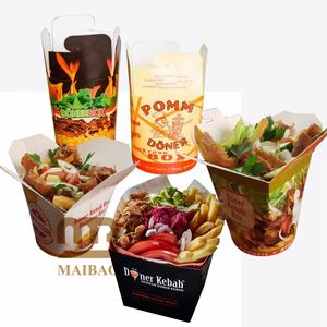 Özel eko Kraft kağıt paket Hamburger Burger menteşeli kutu tasfiye tavuk kızartması Pizza kutusu hızlı gitmek için gıda paketleme kabı - Product Image 6