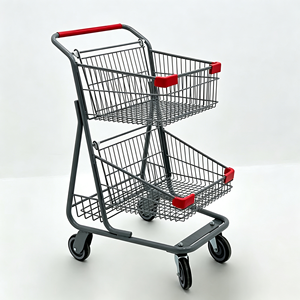 Heavy Duty Grocery <b>Cart</b> 340L Supermarket Chrome Wire Mesh Large Capacity Silent Swivel <b>Wheel</b> Retail Store Use Use Set Kit - Product Image 6