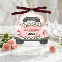 Neues Einweihungsgeschenk Holz-Spielzeugauto Nummernschild Heimdekoration Rosa Holzauto Wanddekoration