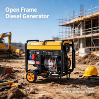 Générateur diesel portable monocylindre refroidi par air de 3 kW, démarrage électrique, sortie 110 à 415 V, idéal pour les travaux sur le terrain en extérieur - Vente chaude