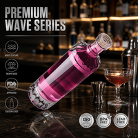 Bouteille en verre texturé Solent Luxury Wave, vente en gros, 500 ml, 700 ml, bouteille à spiritueux à fond épais, bouteille à gin, vodka, whisky gaufrée